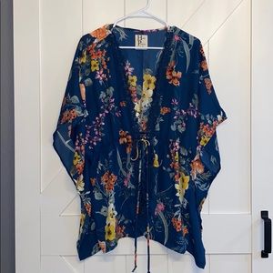 Haute Project plus size floral kimono with tie